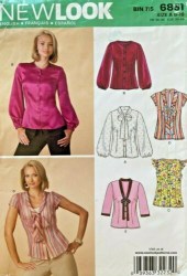 6831 NEW LOOK BUTTON BLOUSES SLEEVES OR NOT PATTERN 8-18 UNCUT